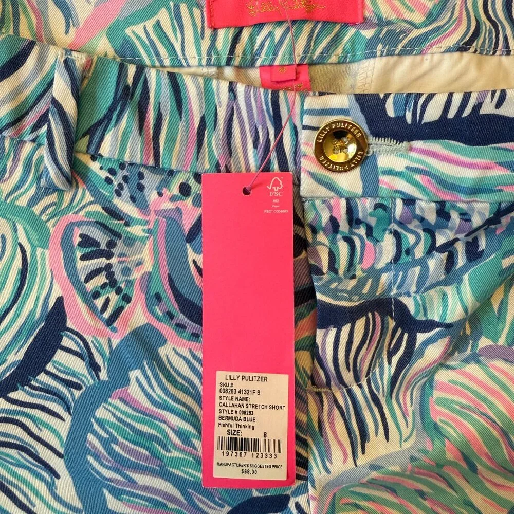 NWT!! Lilly Pulitzer Bermuda Blue Callahan Stretch Short, Size 8 - Picture 3 of 6